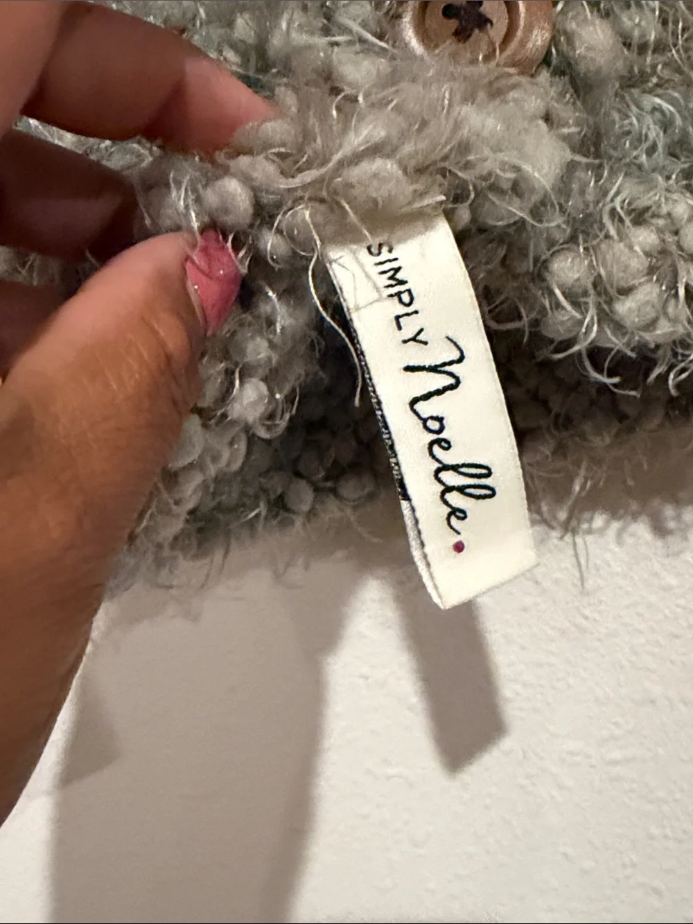 Simply Noelle Fuzzy Button Cowl in Light Gray